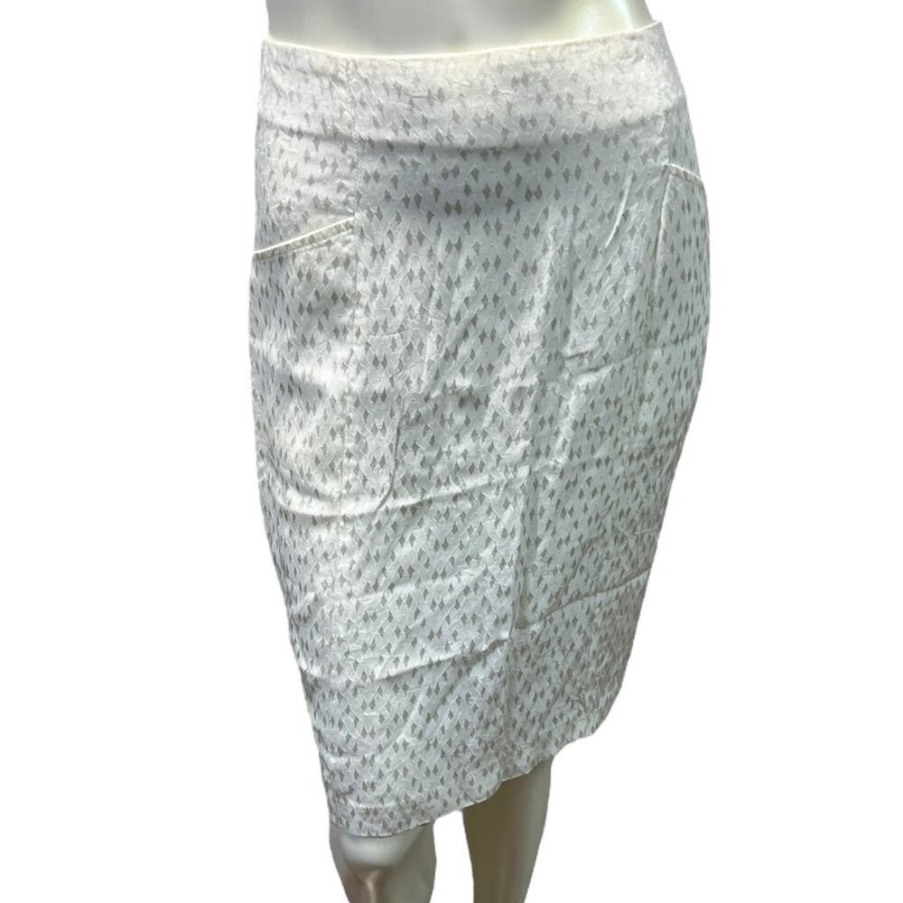 Classic Directions Petite Vintage White Textured Pencil Skirt Size 10P USA Made
